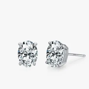 Ellipse CZ Sterling Stud Earrings for Women