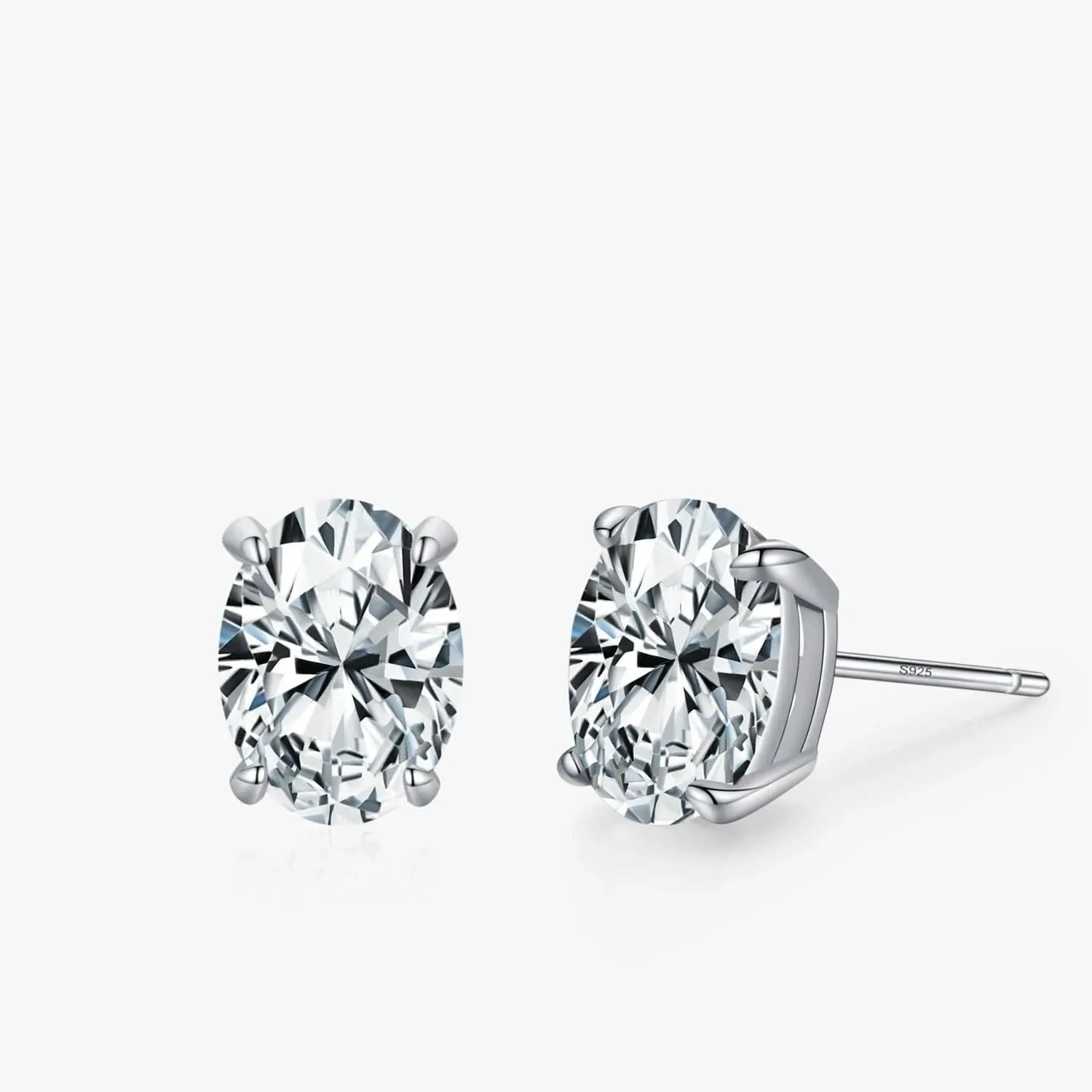 Ellipse CZ Sterling Stud Earrings for Women