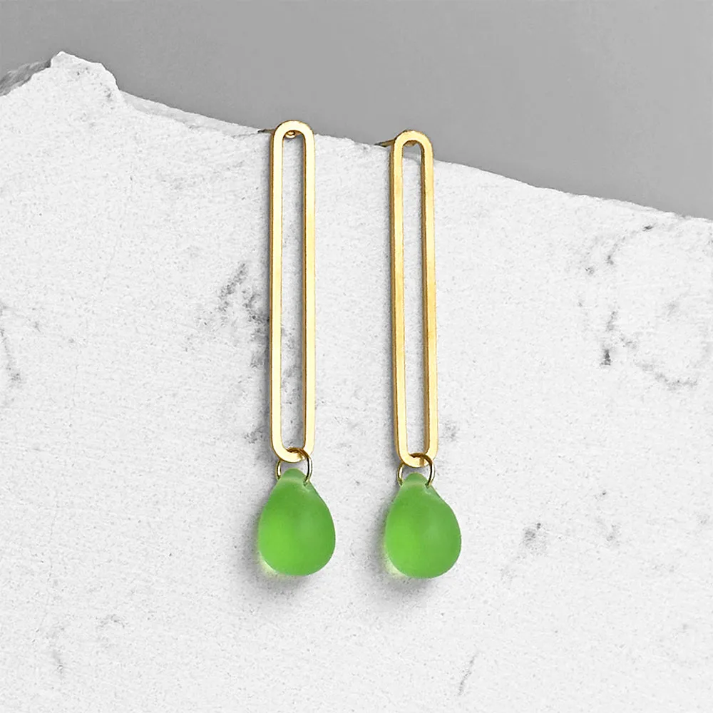 Elongated Oval Drop Earrings