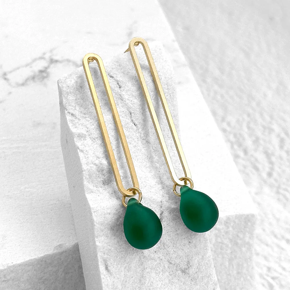 Elongated Oval Drop Earrings