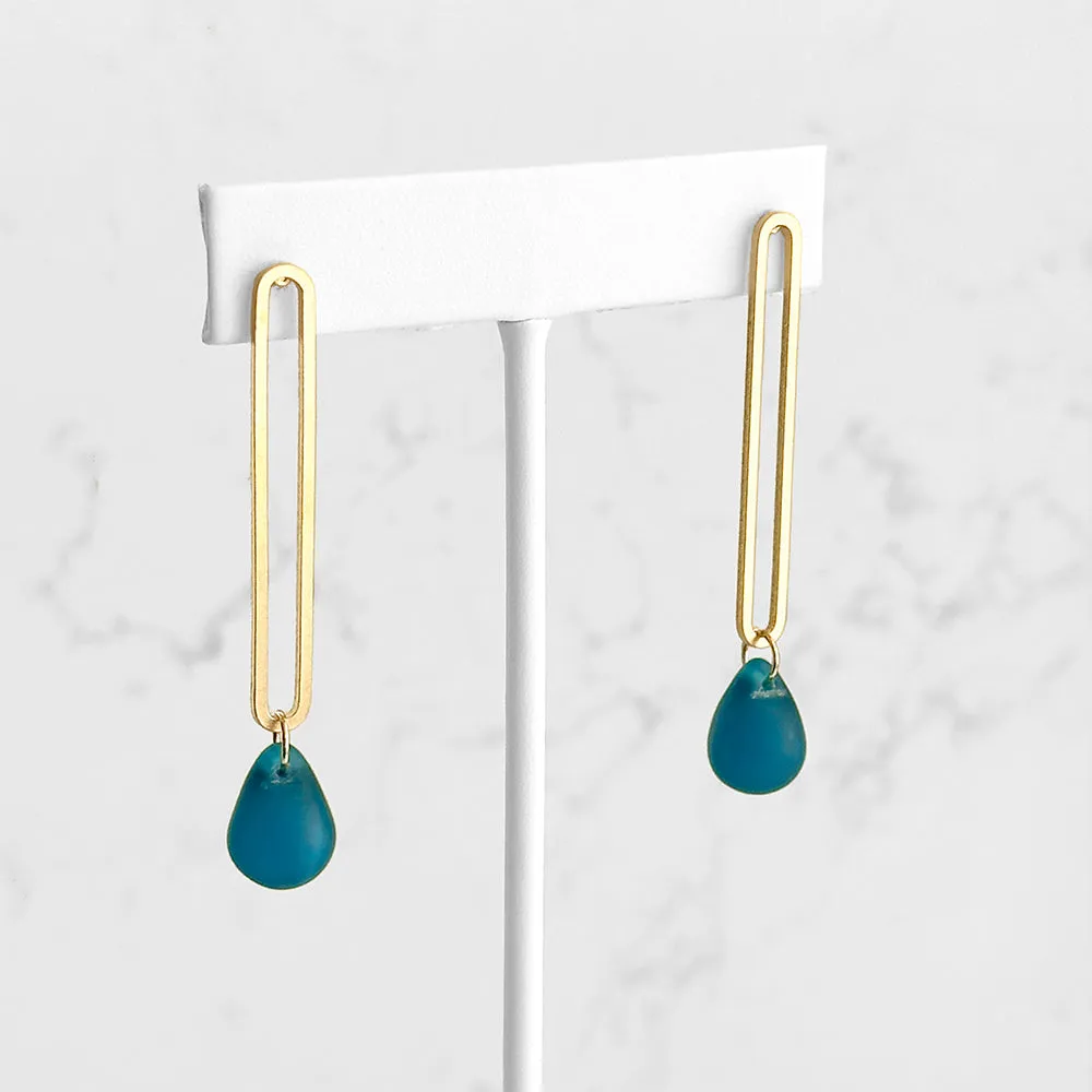 Elongated Oval Drop Earrings