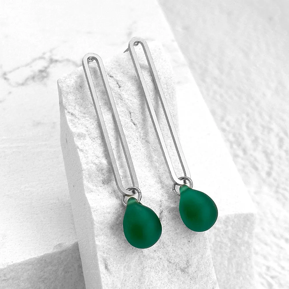 Elongated Oval Drop Earrings
