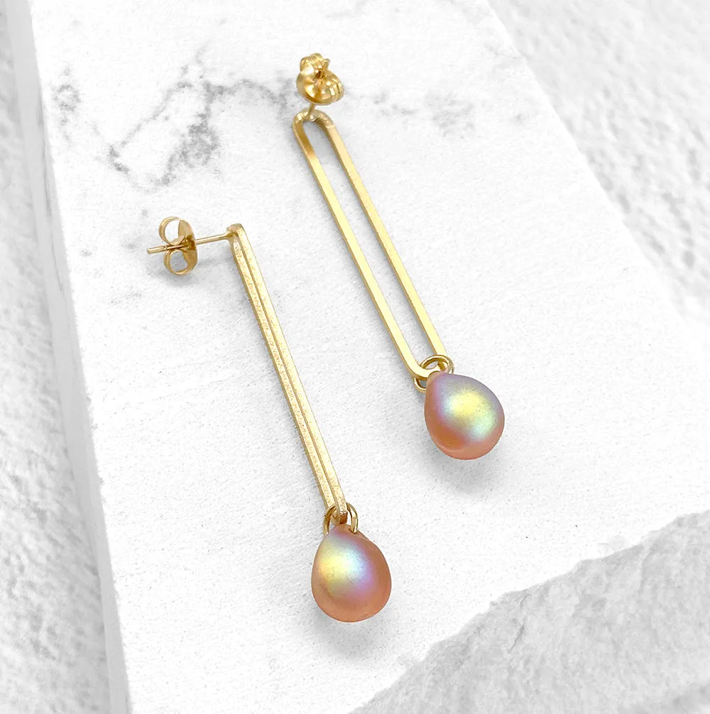 Elongated Oval Drop Earrings
