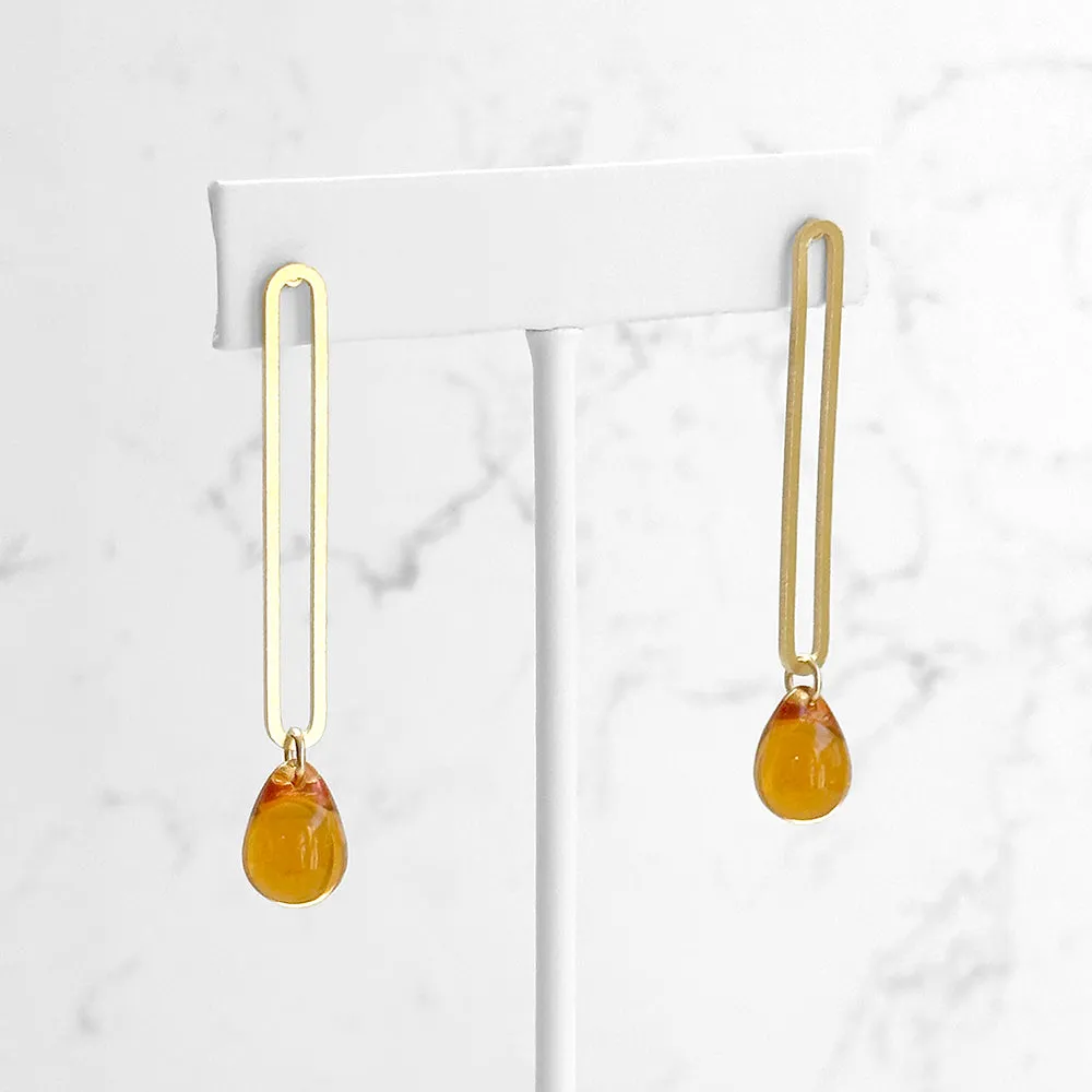 Elongated Oval Drop Earrings