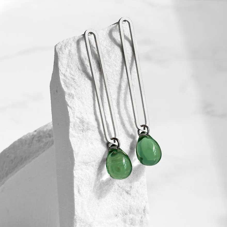 Elongated Oval Drop Earrings