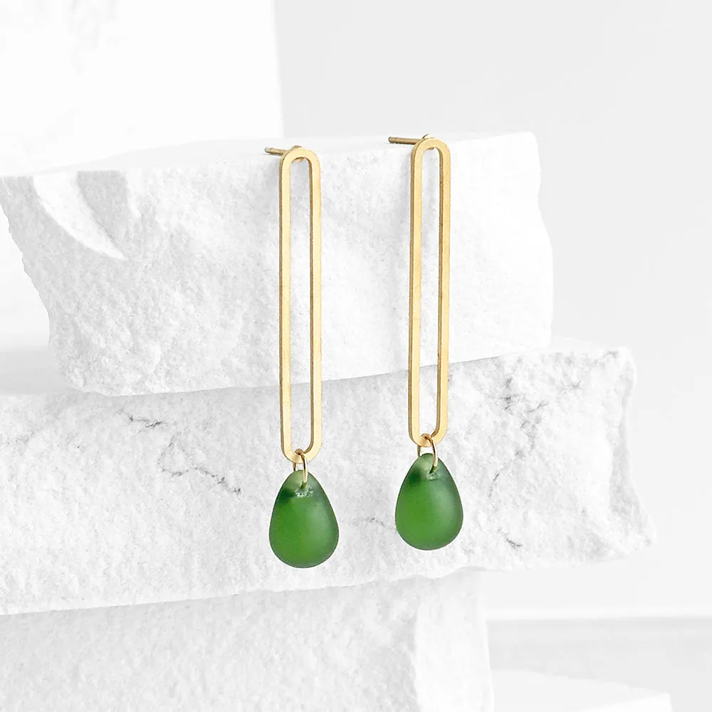 Elongated Oval Drop Earrings