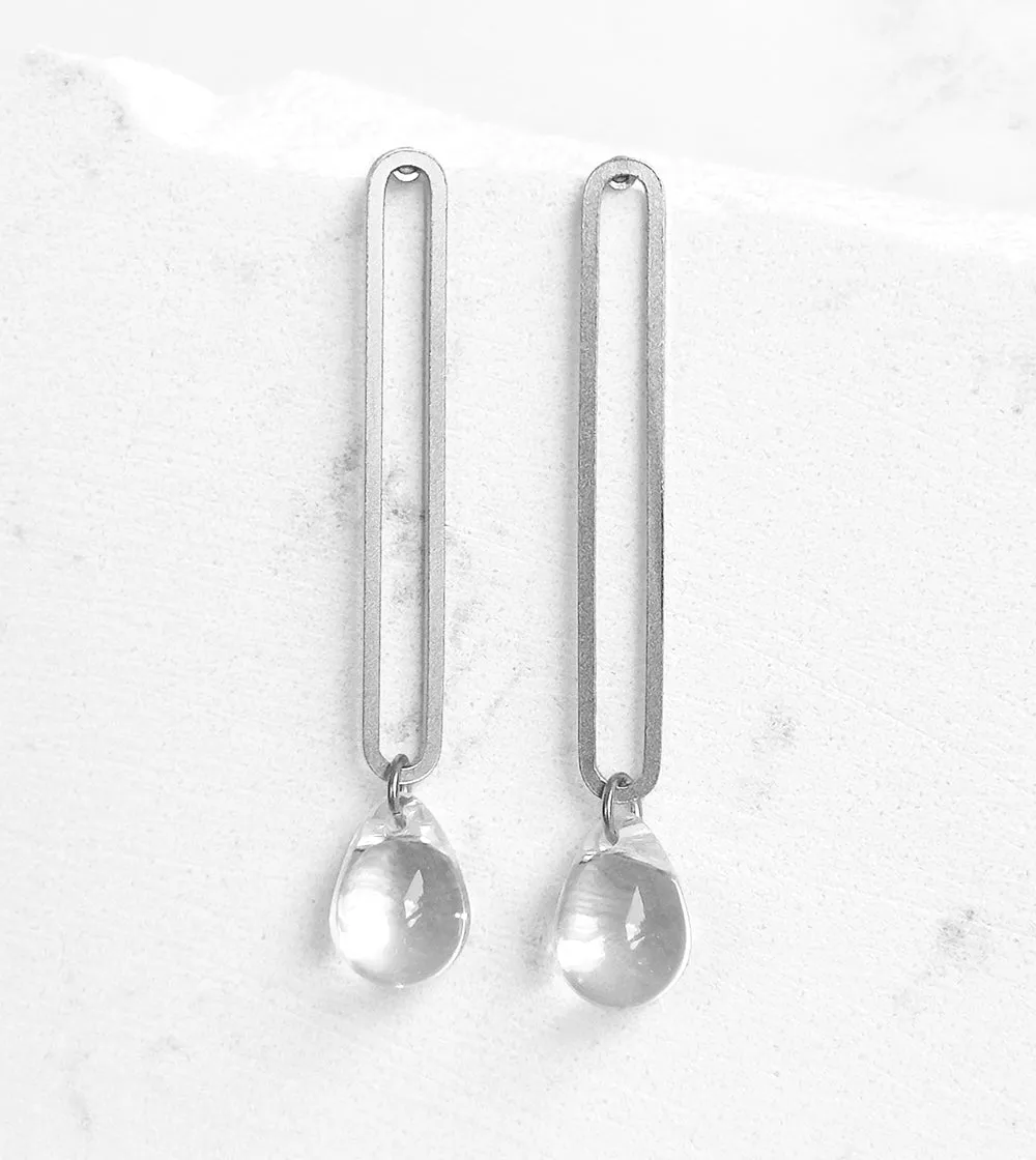 Elongated Oval Drop Earrings