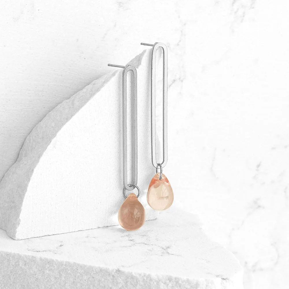 Elongated Oval Drop Earrings