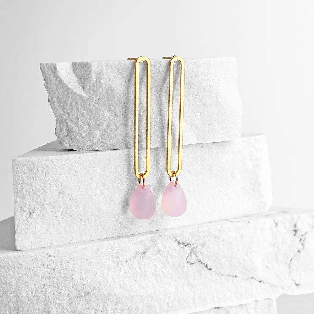 Elongated Oval Drop Earrings