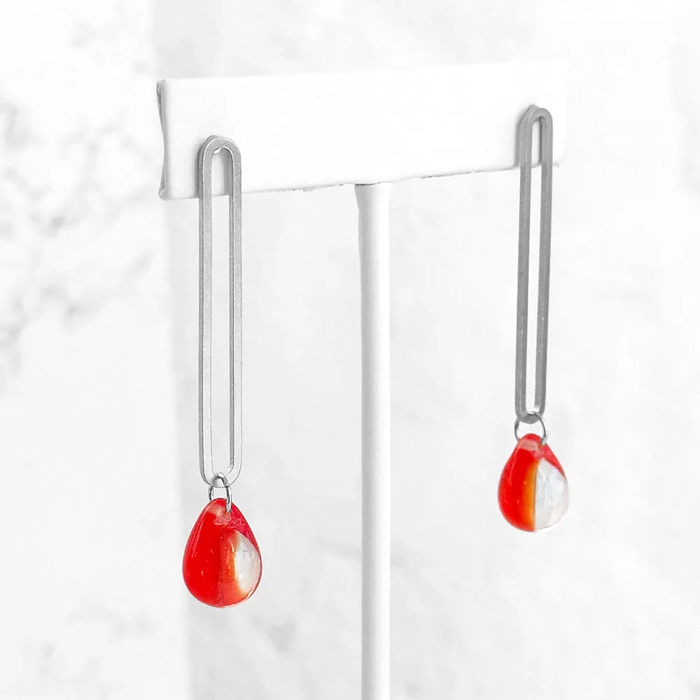 Elongated Oval Drop Earrings