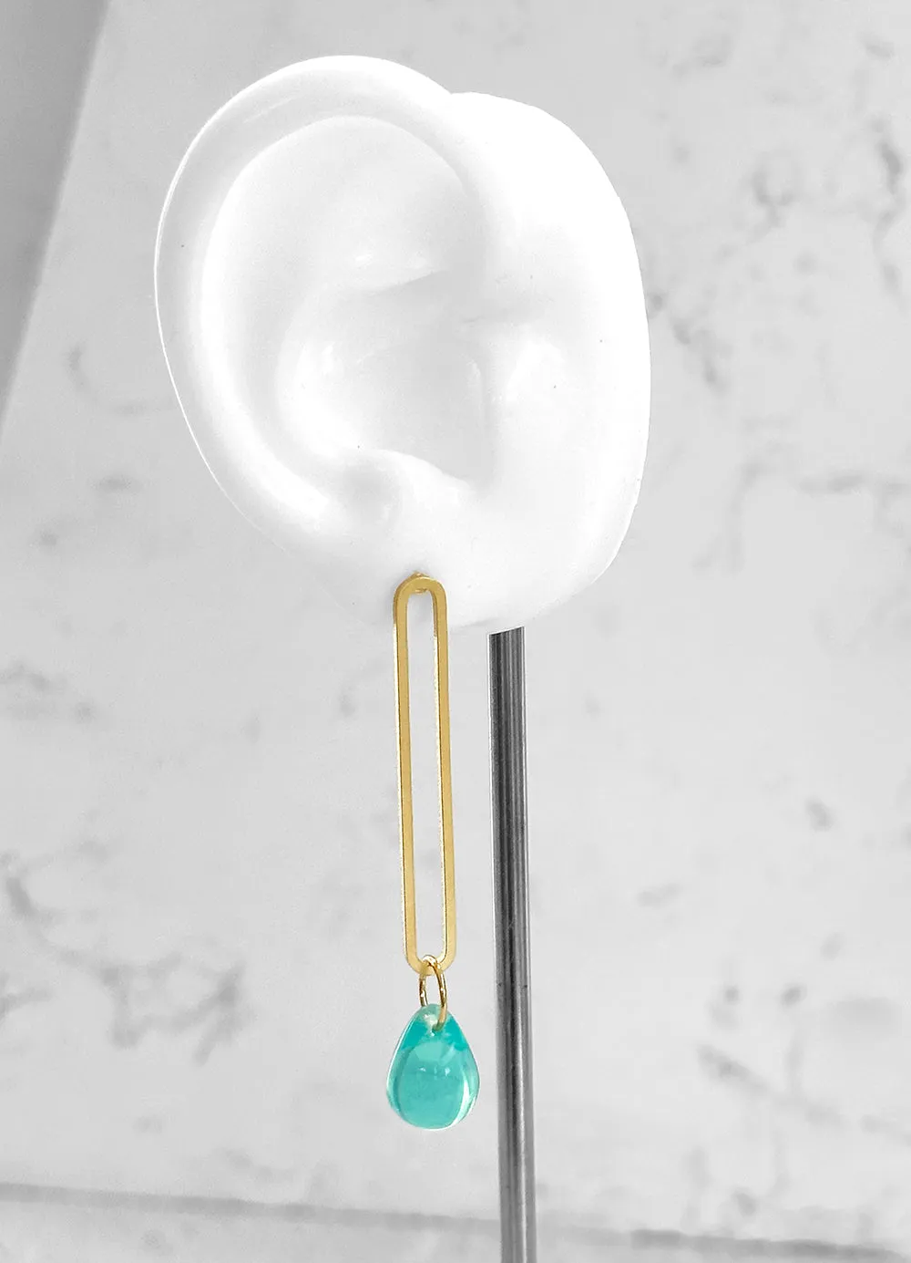 Elongated Oval Drop Earrings