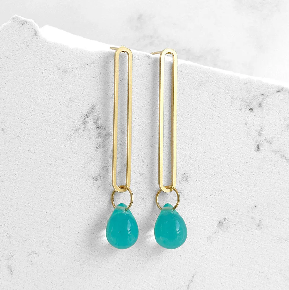 Elongated Oval Drop Earrings