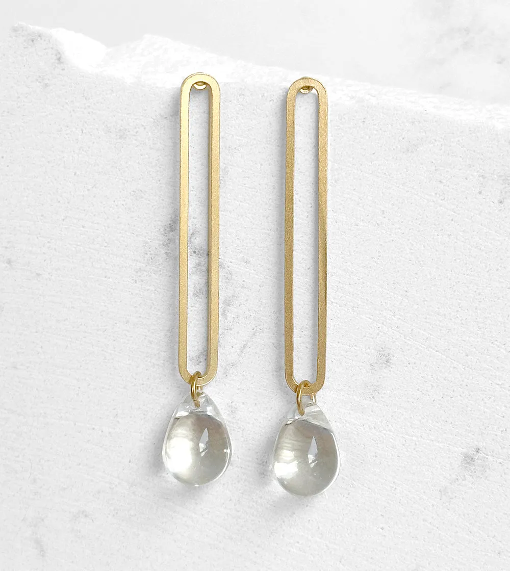 Elongated Oval Drop Earrings