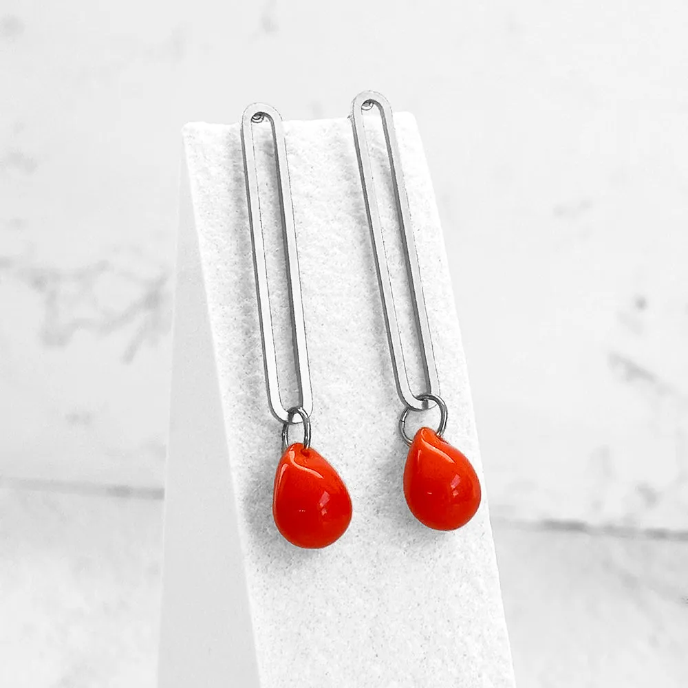 Elongated Oval Drop Earrings