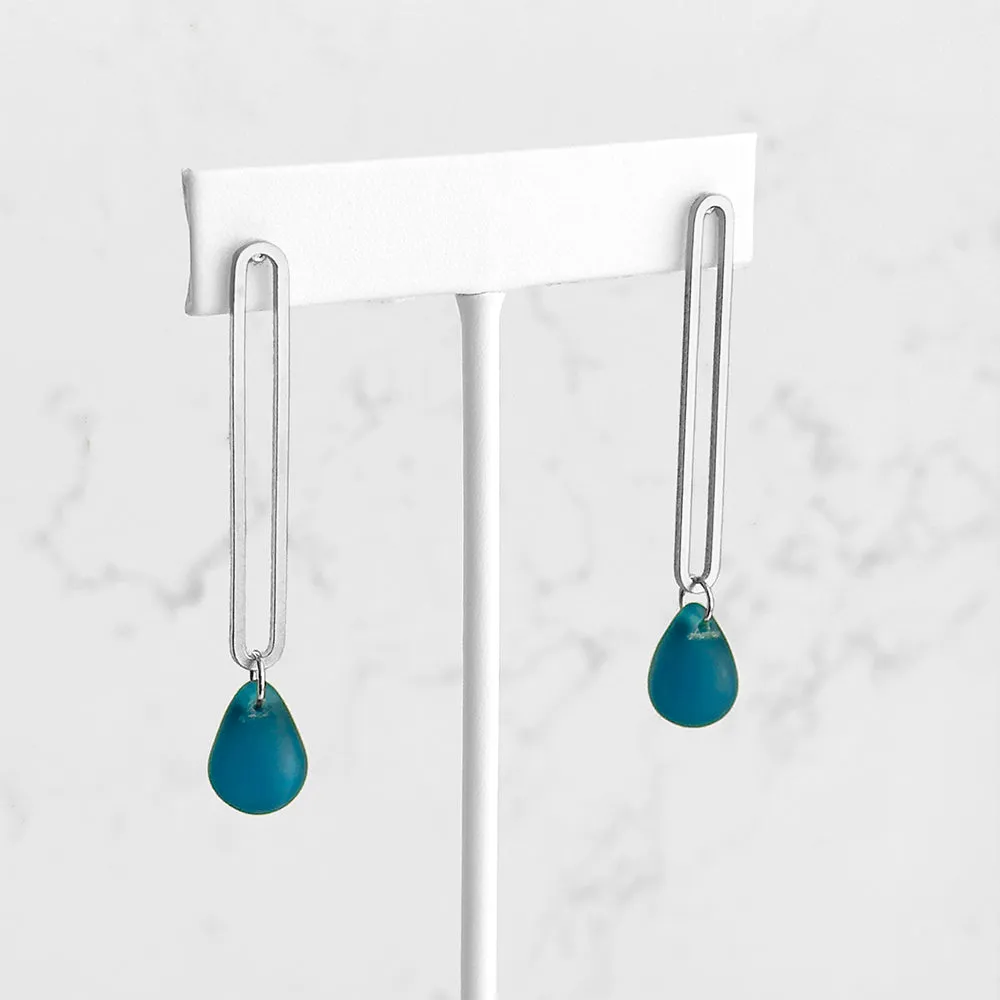 Elongated Oval Drop Earrings