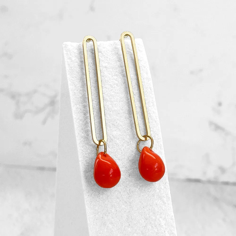 Elongated Oval Drop Earrings