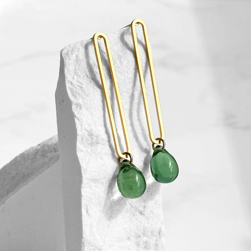 Elongated Oval Drop Earrings