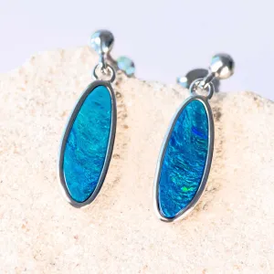 'Elyse' Silver Doublet Opal Earrings