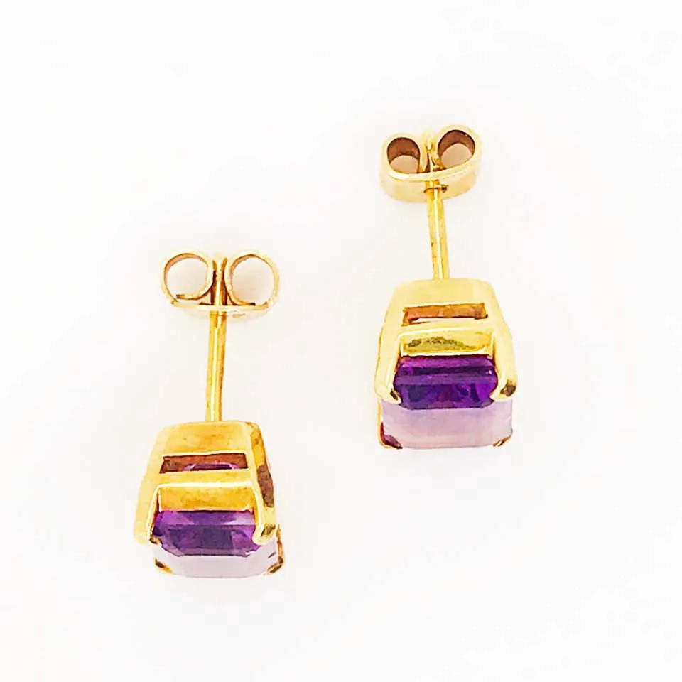 Emerald Amethyst Stud Earrings