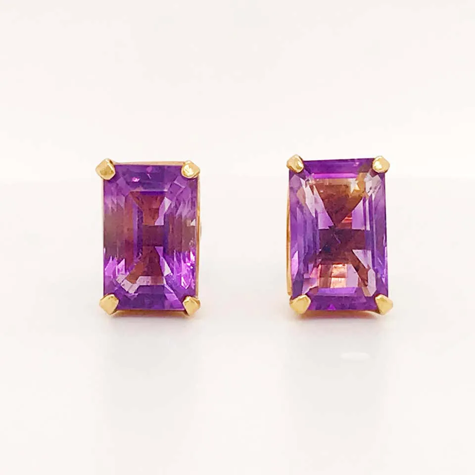 Emerald Amethyst Stud Earrings