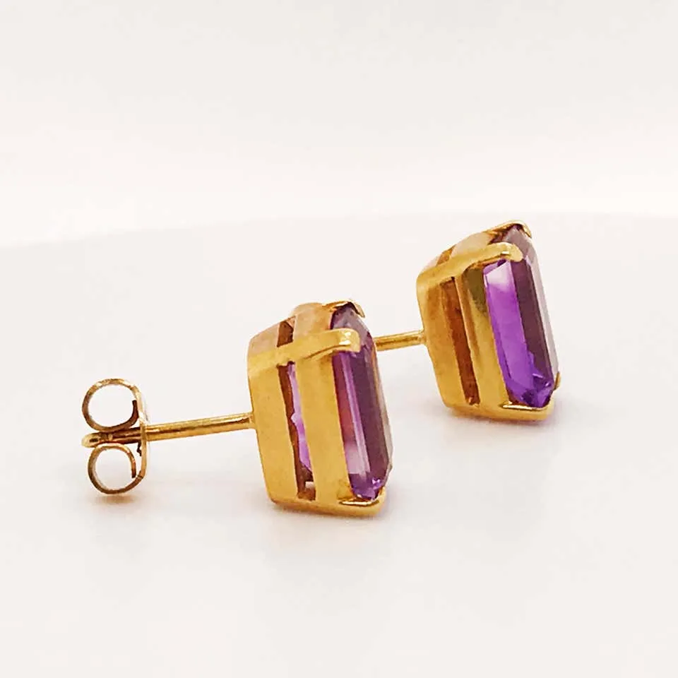 Emerald Amethyst Stud Earrings