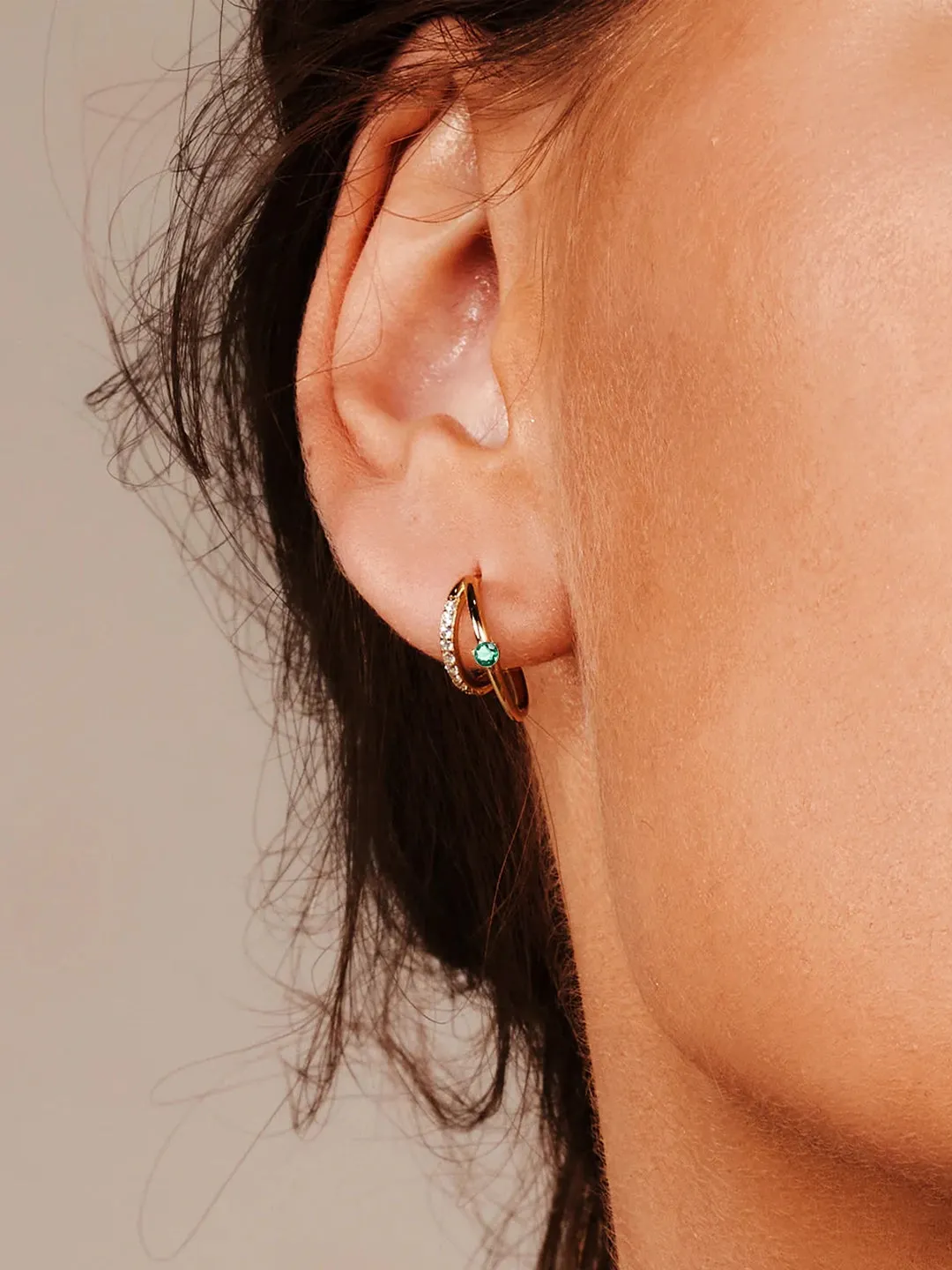 Emerald & Sapphire Double Hoops