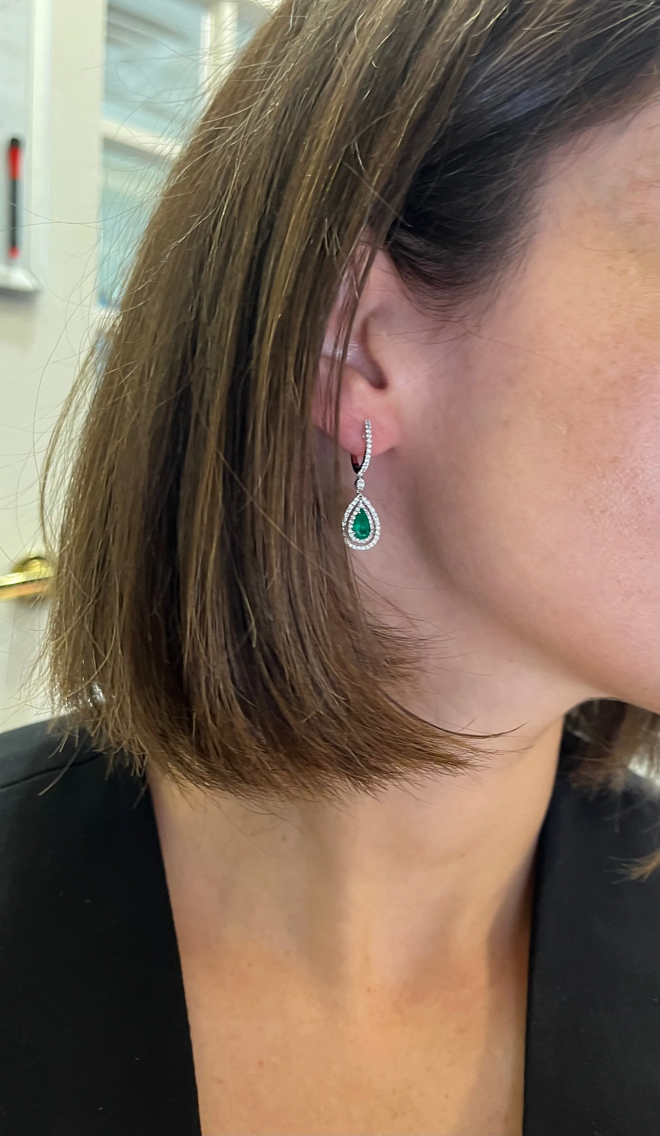 Emerald and Diamond Drop Earrings