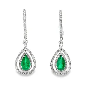 Emerald and Diamond Drop Earrings