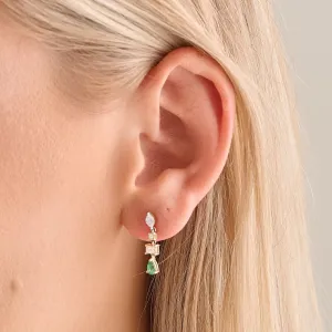 Emerald and Diamond Fancy Shape Drop Earrings