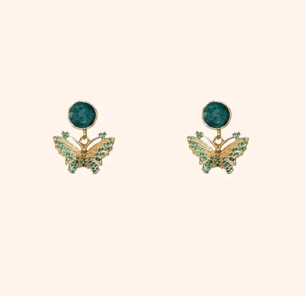 Emerald Butterfly Earrings