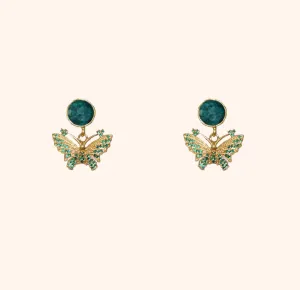 Emerald Butterfly Earrings
