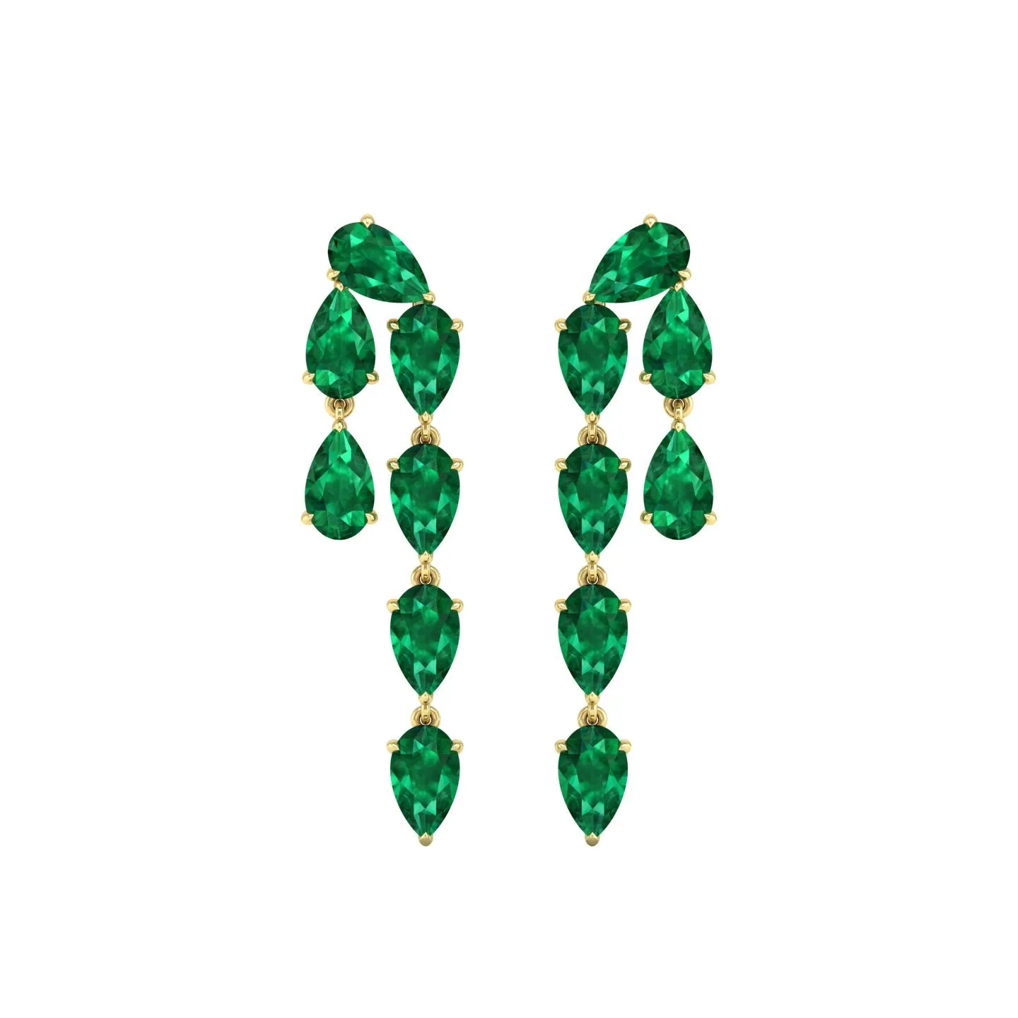 Emerald Double Linear Drop Earrings