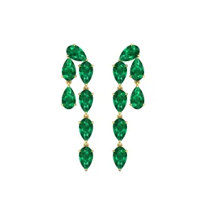 Emerald Double Linear Drop Earrings