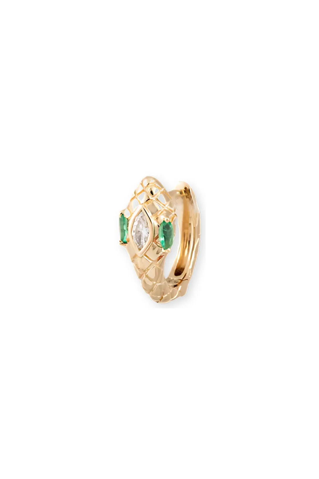 Emerald Eyes Marquise Diamond Head Snake Mini Hoop | Single