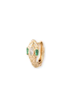 Emerald Eyes Marquise Diamond Head Snake Mini Hoop | Single