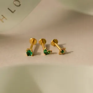 Emerald Flat Back Earring Set