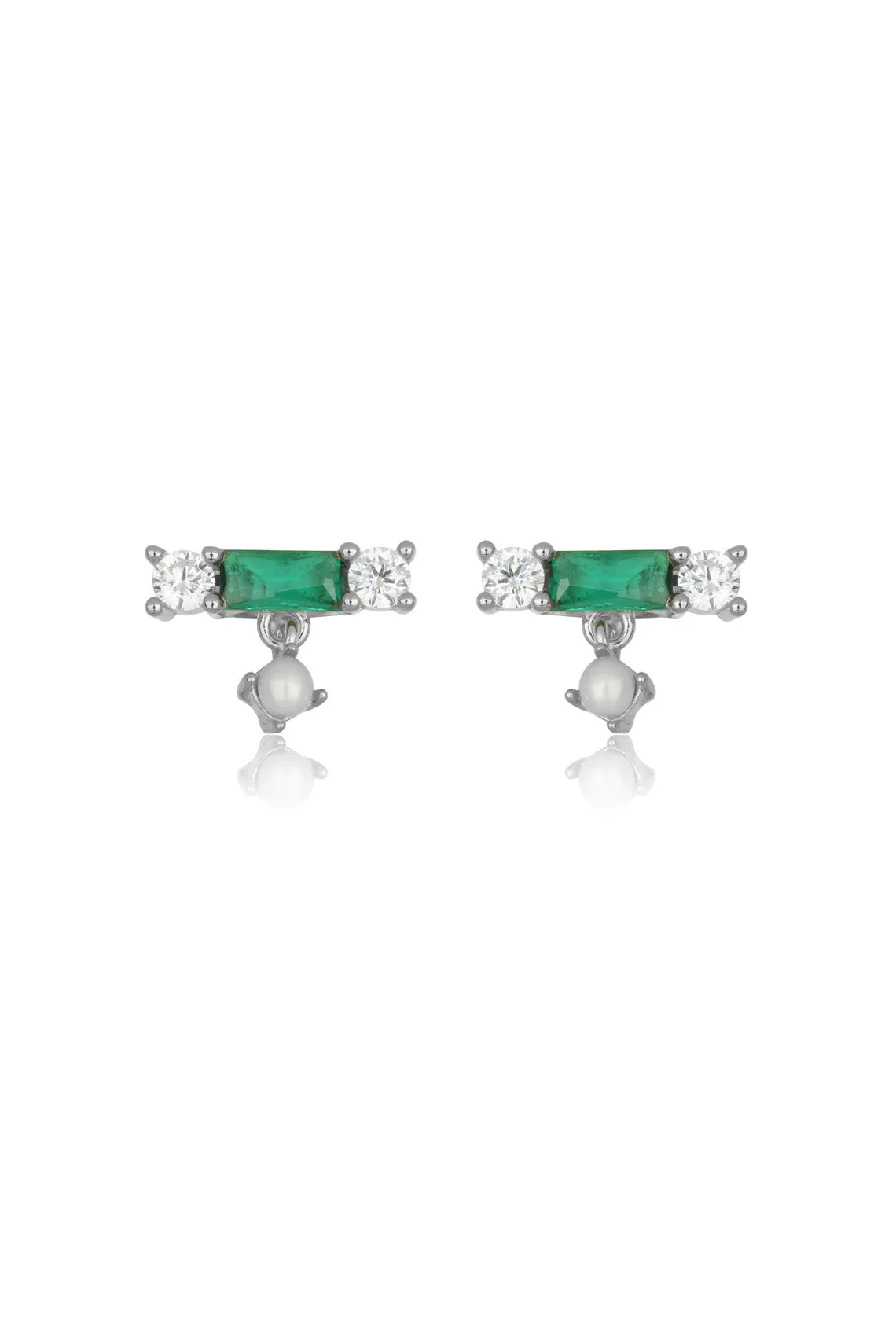 EMERALD ISLE FRESHWATER PEARL EARRINGS IN EMERALD AND SILVER