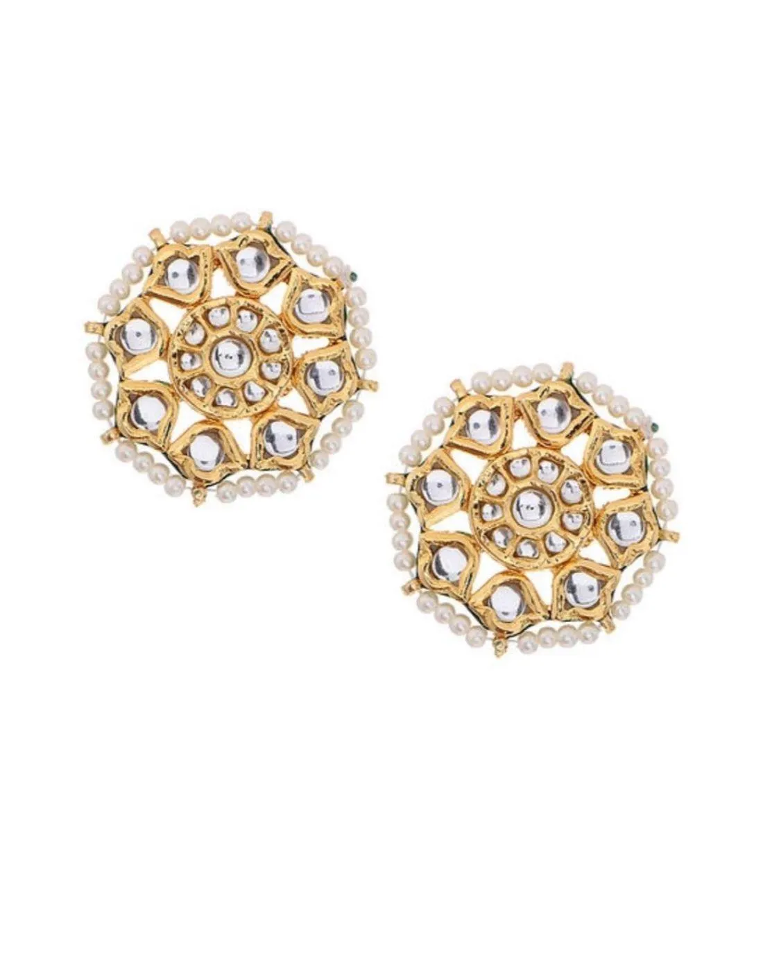 Emerald Kundan Teeka With Earrings
