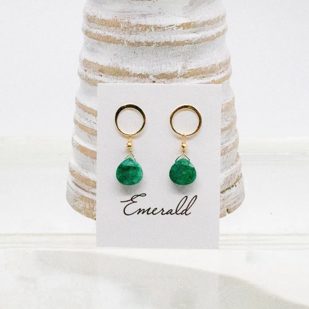 Emerald Luna Gold Earrings