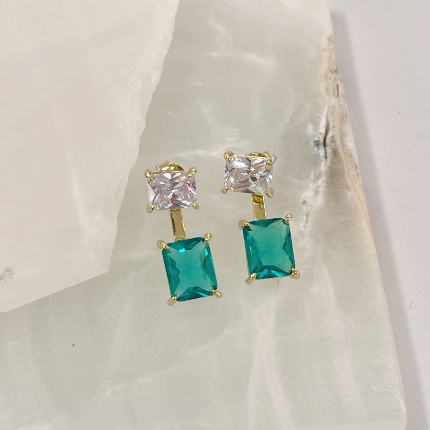 EMERALD PRINCESS CUT earrings