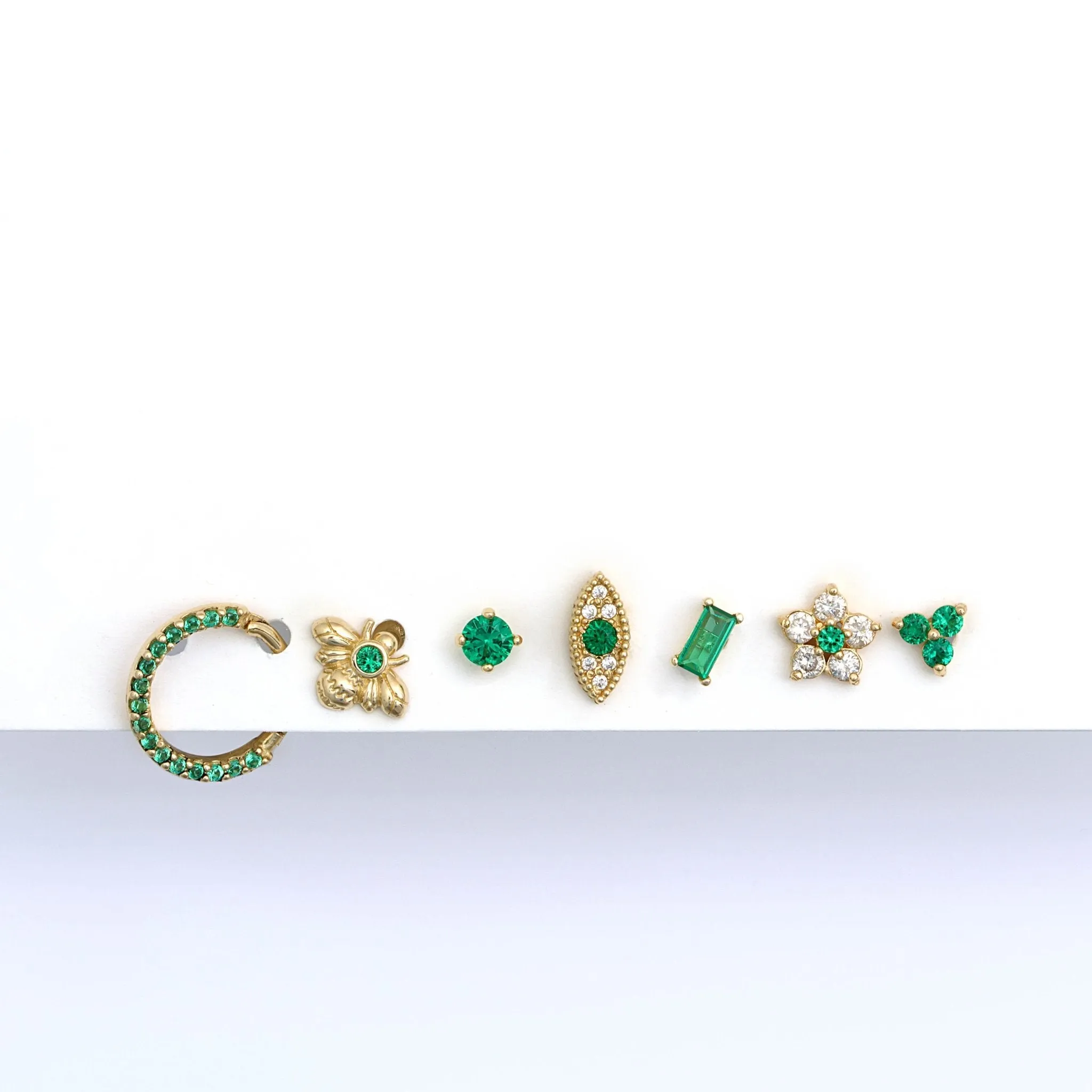 Emerald Studded Clicker Hoop