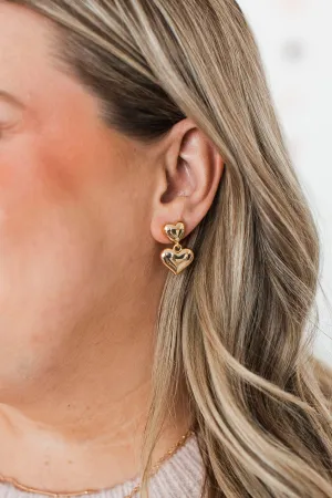 Endeavors Of The Heart Drop Earrings- Gold