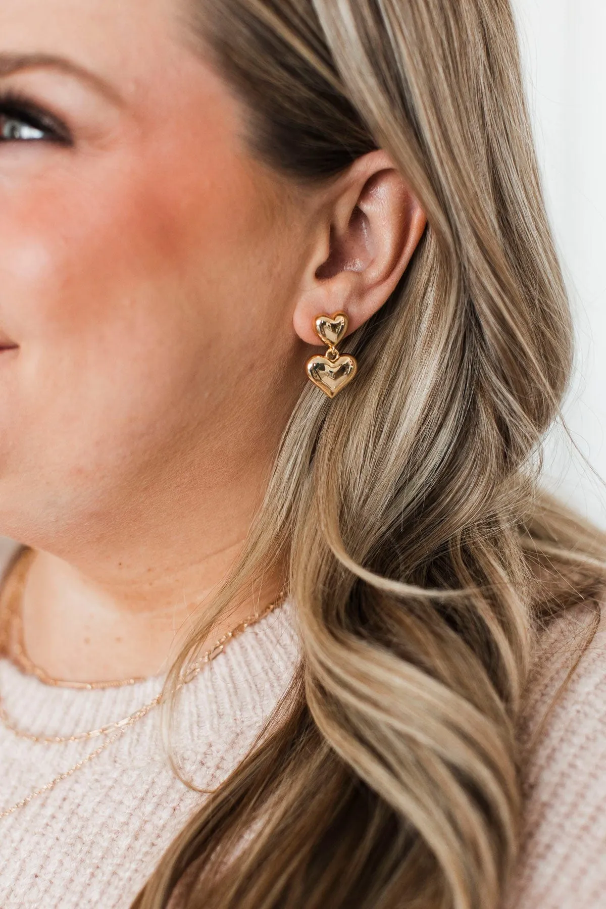 Endeavors Of The Heart Drop Earrings- Gold