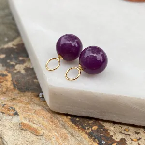 Estate 14KT Yellow Gold Amethyst Ball Mini Earring Charms