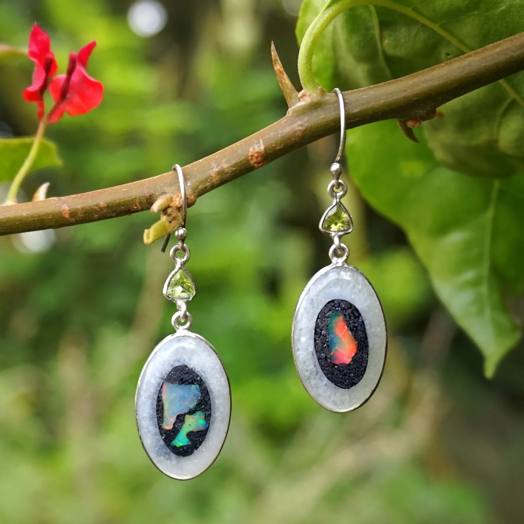 Ethiopian Opal Earring Set 1 with Peridot