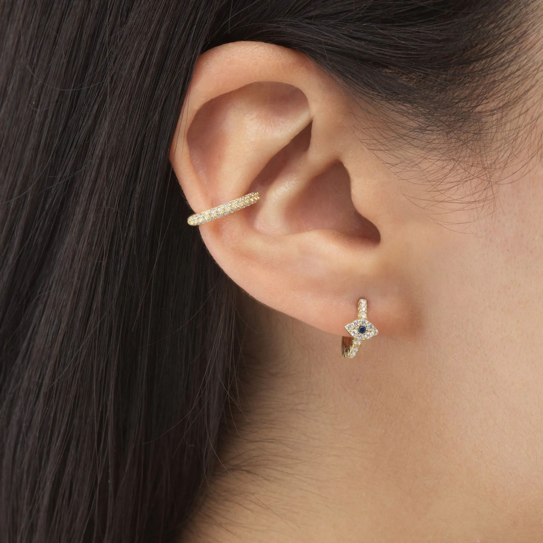 Evil Eye Huggie Earring