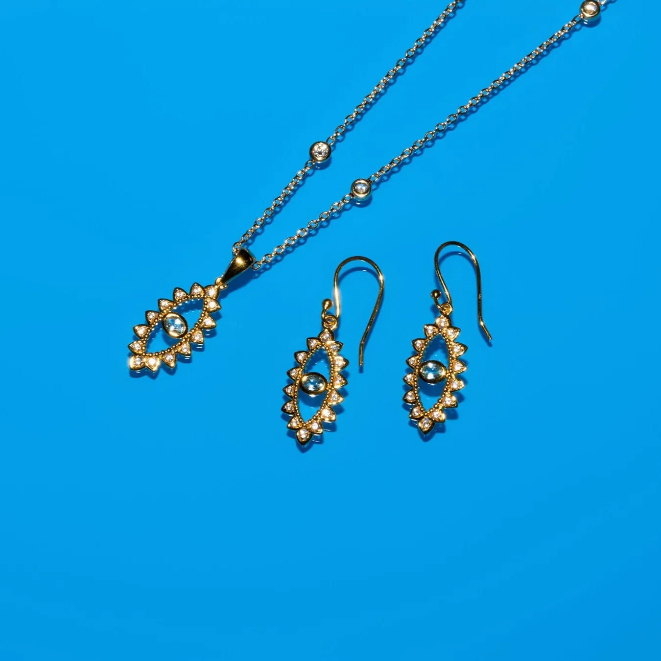 Evil Eye Topaz Pendant Gold Vermeil