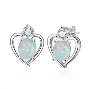 Fashion Rhodium Plated Opal Earrings
