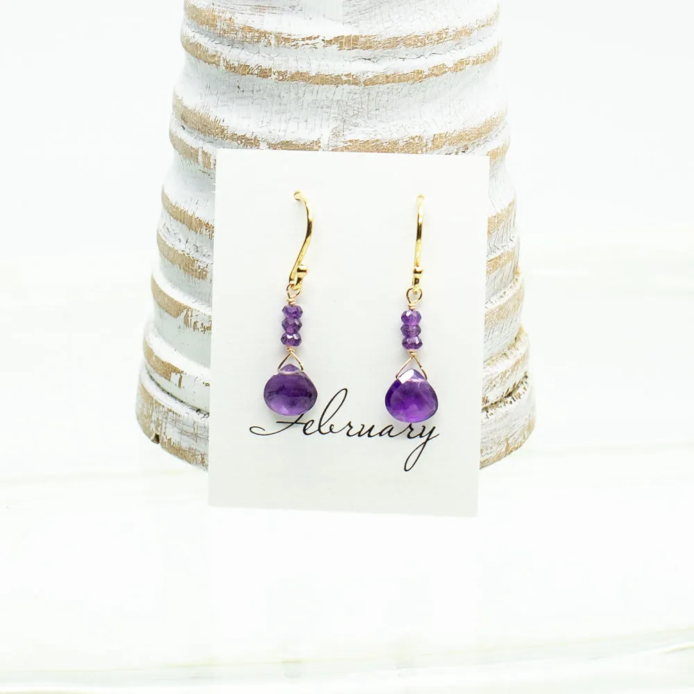 February Raindrop Gold Earrings