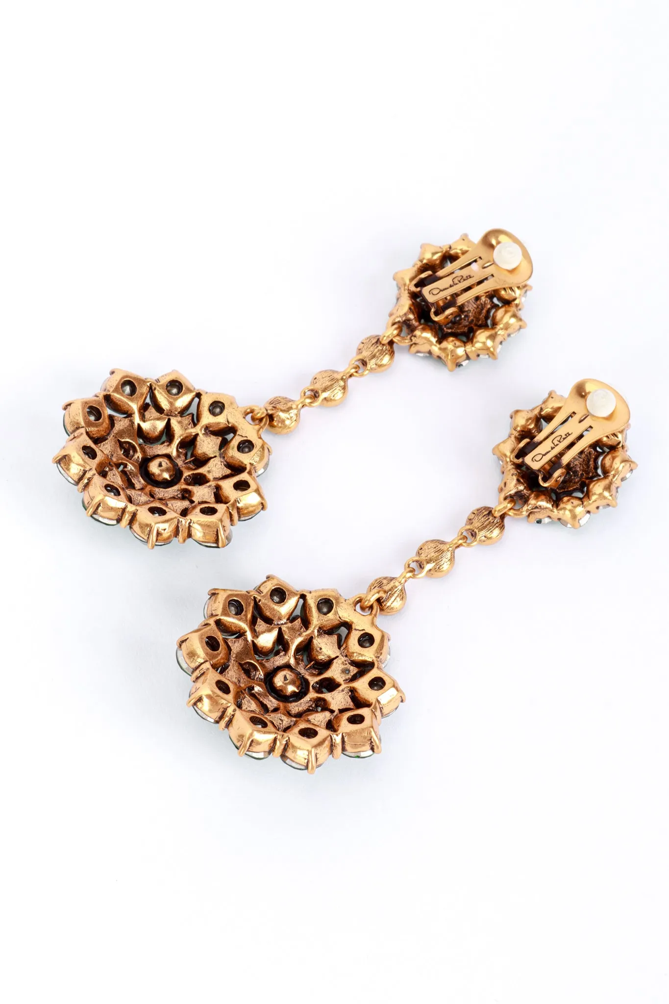 Fern Green Crystal Flower Burst Drop Earrings